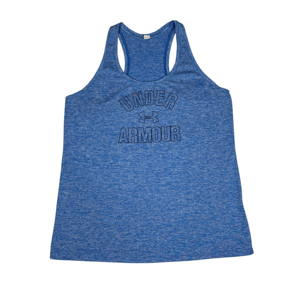 Under Armour HeatGear Blue Racerback Tank Top Women's Large Loose Athletic